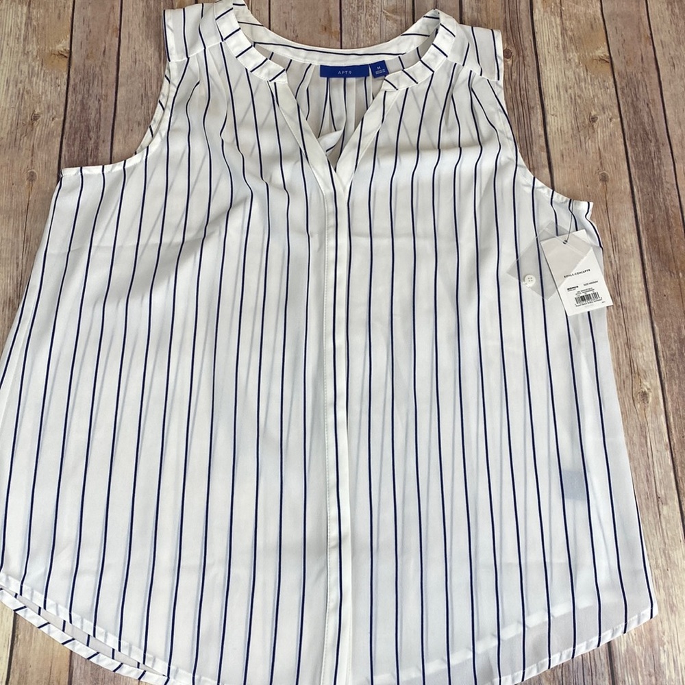 Striped  Sleeveless Button Down Blouse